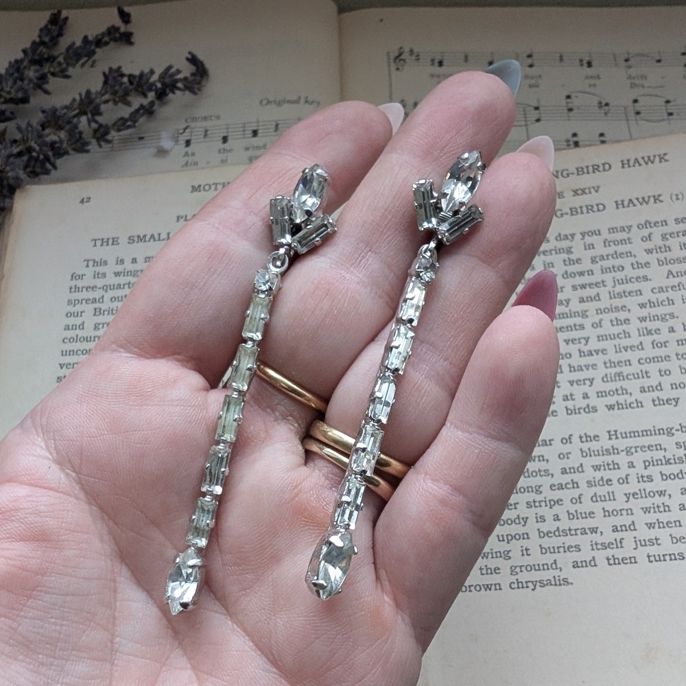 Vintage Silver Crystal Drop Earrings
